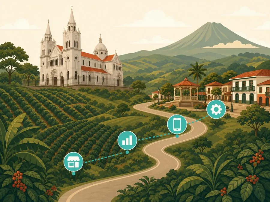 Camino por Occidente con nodos de tecnología — la ruta corta de tu pyme